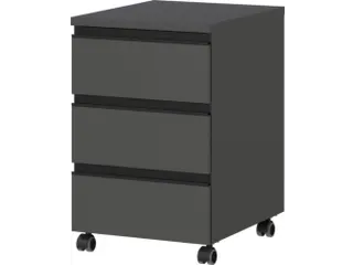 mobiel ladeblok,HxBxD 630x400x500mm,3lade(n),metaal-greeplijst,zwart - 1
