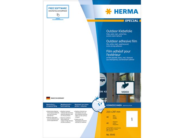 Herma Etiket A4 9543 Outdoor 210x297mm Wit | HermaLabels.nl