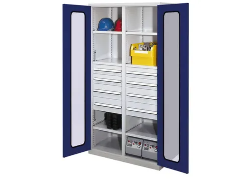 Materiaalkast Scheidingswand 1950x1000x600mm 6legborden 8laden Ral5010