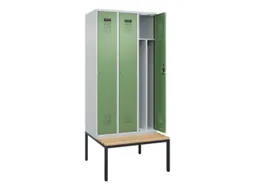 locker met bank,voor scheiding van kleding,HxBxD 2120x900x815mm,3vak