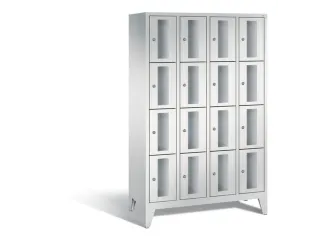 Lockerkast 1850x1190x500mm 4x4 vakken Cilinderslot Poten, RAL7035 - 2