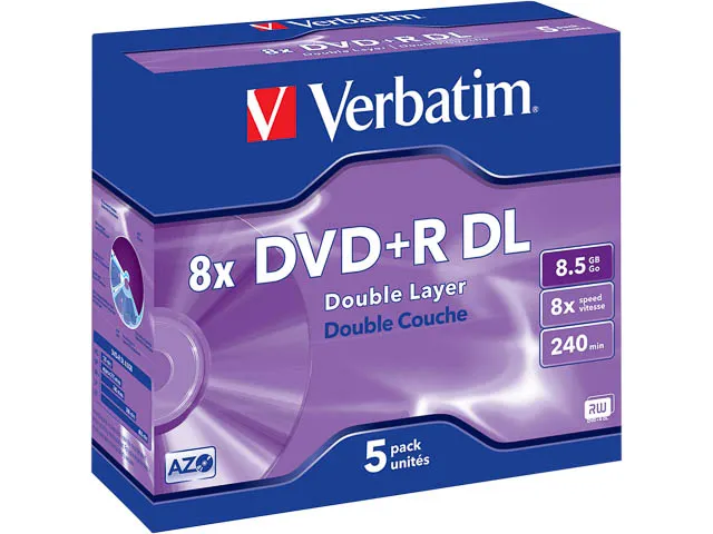DVD+R Double Layer matzilver 8.5 GB 8x 5 Stuks