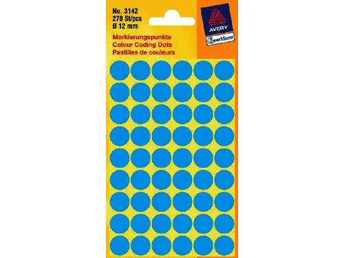 Etiket Avery Zweckform 3142 Rond Ø12mm Blauw 270 Stuks