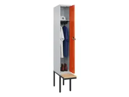 locker met bank,HxBxD 2120x300x815mm,1vak,vak B 300mm,draaigrendel