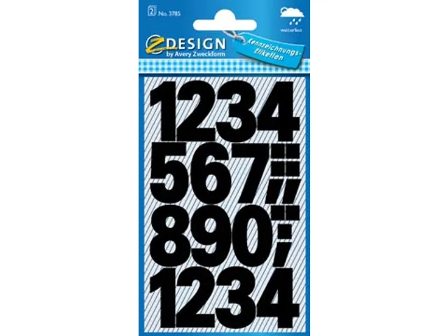 Avery Cijferetiket Z-Design Home Zwart 2 Vel Watervast