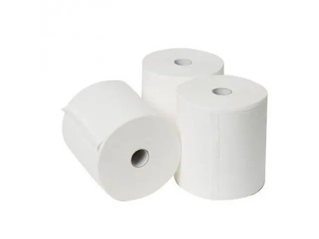 Handdoekrol 129013 Verlijmd 2-laags 140 meter wit 6 Rol