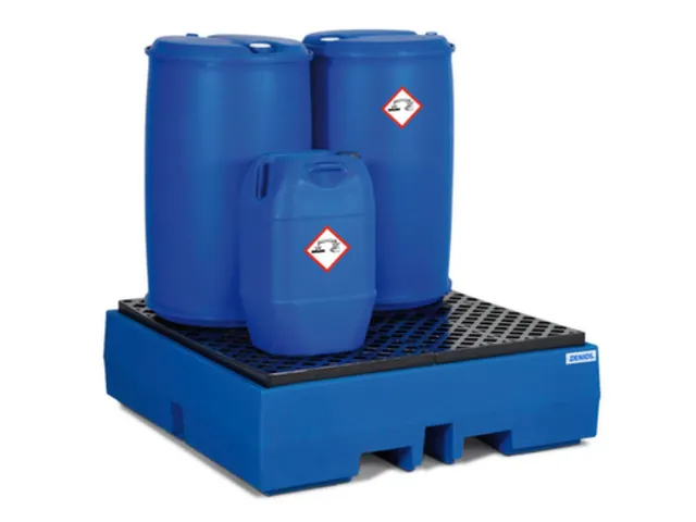 PE-opvangbak,v. 4x200l vat,opvangvol. 405l,HxBxD 350x1300x1300mm