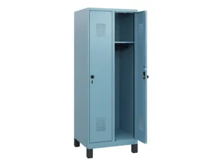 schoollocker,HxBxD 1630x600x500mm,2vak,vak B 300mm,draaigrendel,voeten - 1