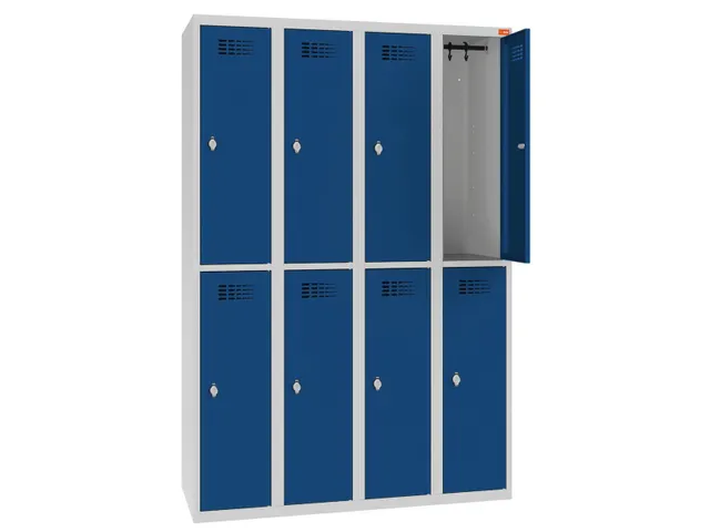 Dubbeldekse lockerkast,HxBxD 1800x1200x500mm,4x2vak.,draaigrendel
