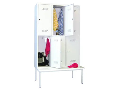 Garderobekast HxBxD 2150x1230x800mm 3x2 Vakken Zitbank Cilinderslot