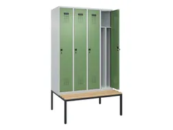 locker met bank,voor scheiding van kleding,HxBxD 2120x1200x815mm,4vak