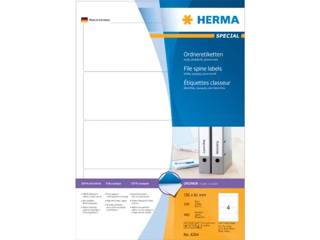 Herma 4284 Rugetiket 192x61 mm Wit permanent klevend 400 stuks