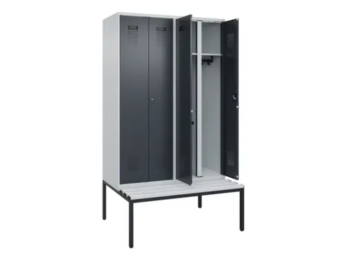 locker met bank,voor scheiding van kleding,HxBxD 2120x1200x815mm,4vak