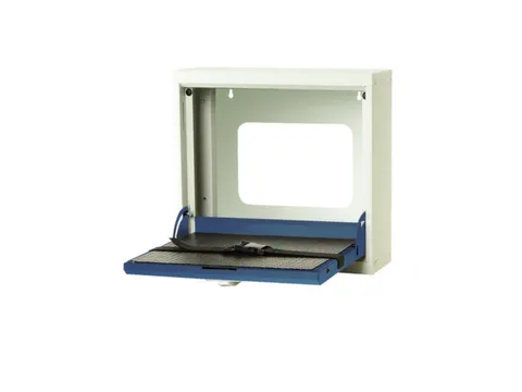 hangkast,v. laptops,HxBxD 410x500x150mm,klapdeur,slot,romp RAL7035