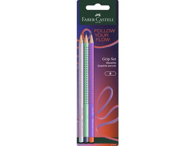 Potlood Faber-Castell GRIP 2001 B Flow Edition blisterkaart 3 stuks
