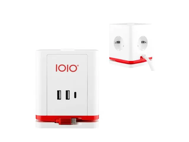 IOIO Stekkerdoos Kubus SW1000 3-voudig + 3x USB Wit