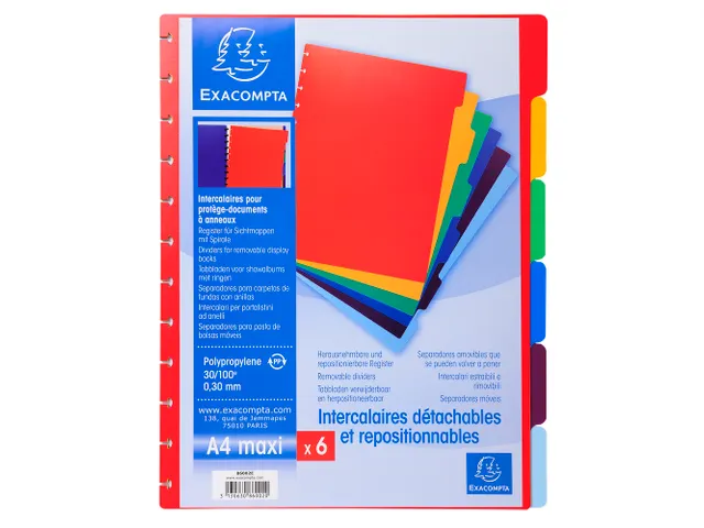 Tabbladen PP A4 voor showalb/ring 6 tabs