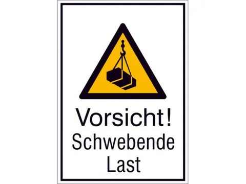 waarschuwings-combibord,v. binnen/buiten,Pas op! Hangende last