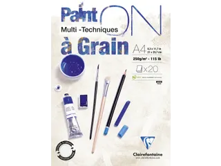 Tekenblok Clairfontaine Paint On A4 korrel 20v 250g - 2