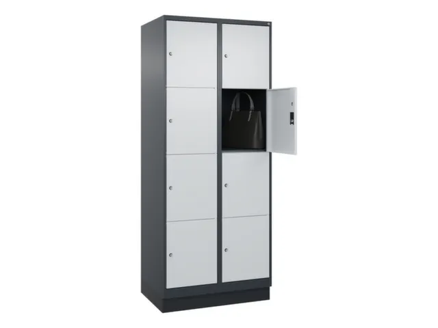 lockerkast,HxBxD 1950x800x500mm,2x4vakken,vak B 400mm,cil.-slot,sokkel