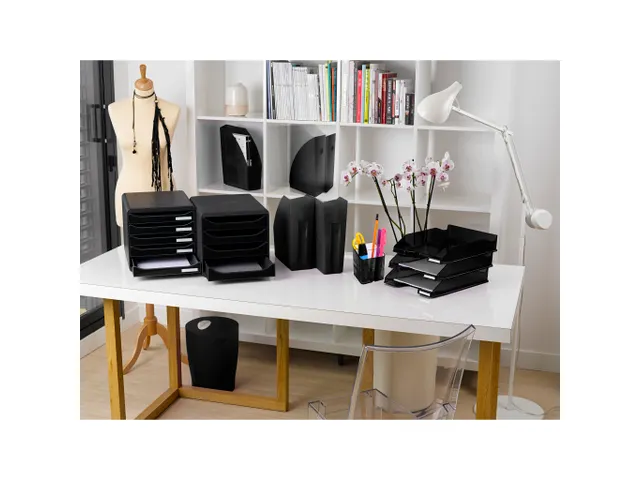 Module de classement Big Box 4 tiroirs Glossy - Noir brillant