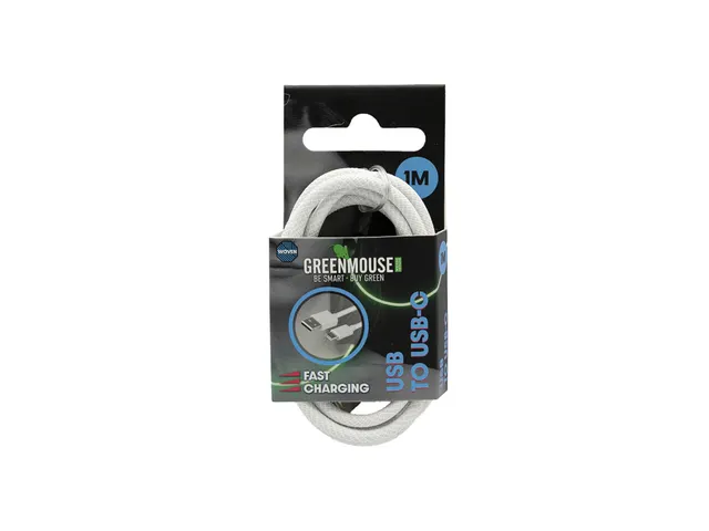 Kabel Green Mouse USB-A to USB-C data Woven 1m blisterverpakking