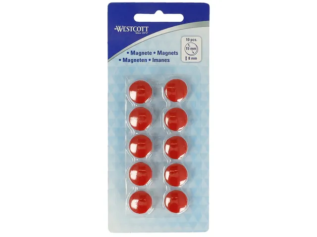 Aimant Westcott Ø 15x8mm 100g Rouge Set 10 pièces