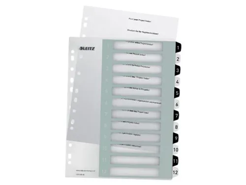 WOW printbare index, 12 tabs, zwart-wit
