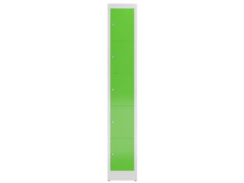 Lockerkast 1800x310x500mm 1x5 vakken cilinderslot, sokkel, RAL6018