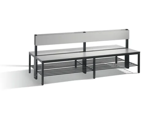 omkleedbank,HxLxD 796x2000x760mm,HPL zilvergrijs,frame staal RAL7021