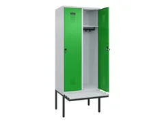 locker met bank,HxBxD 2120x800x815mm,2vak,vak B 400mm,draaigrendel