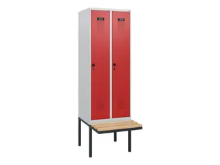 locker met bank,HxBxD 1950x600x815mm,2vak,vak B 300mm,draaigrendel - 2
