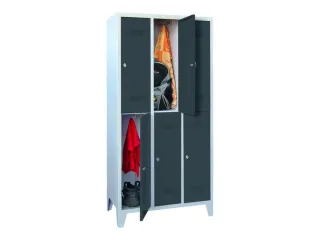 dubbeldekse locker,HxBxD 1850x900x500mm,3x2vak.,RAL7035,front RAL7016 - 2