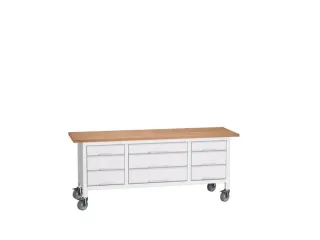 werkbank HxBxD 830x2000x600mm multiplexblad 9laden RAL7035 - 1
