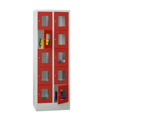 lockerkast,HxBxD 1850x600x500mm,2x5vakken,RAL7035,front RAL3000