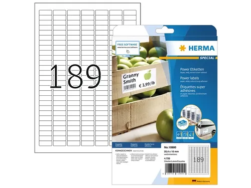 Etiket HERMA Power 10900 25.4x10mm wit 4725 stuks