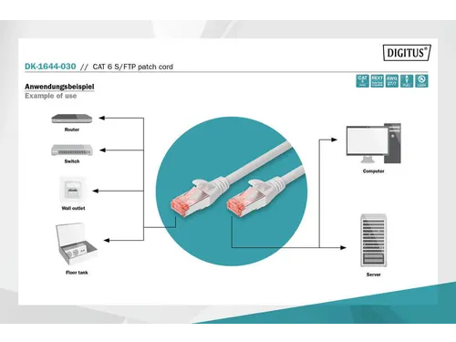 Digitus Cat 6 Patch Cable 3m grijs