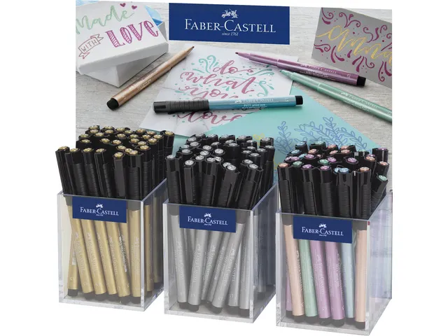 Tekenpen Faber-Castell Pitt Artist Pen Metallic 1.5, display met drie