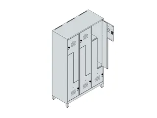Z-garderobekast,HxBxD 1950x1200x500mm,vak B 200/400mm,cil.-slot,voeten - 4