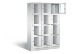 Lockerkast 1800x1200x500mm 3x4 vakken Cilinderslot, Sokkel, RAL7035