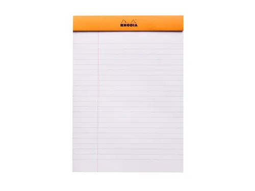 Schrijfblok Rhodia A5 lijn 80 vel 80gr met kantlijn oranje