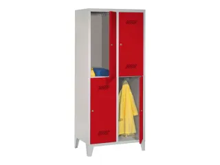 dubbeldekse locker,HxBxD 1850x800x500mm,2x2vak.,RAL7035,front RAL3000 - 2