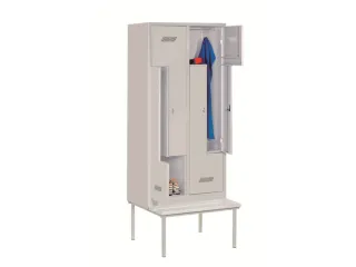 Z-garderobekast,HxBxD 2100x800x800mm,vak B 400mm,RAL7035,front RAL5010 - 1