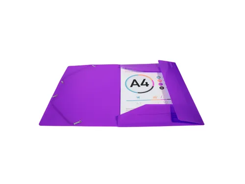 Elastomap met 3 kleppen IDERAMA PP in polypropyleen 5/10de A4 Paars