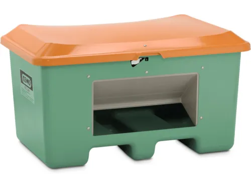 strooigoedbak,400l,HxBxD 680x1210x820mm,GVK,groen,deksel oranje