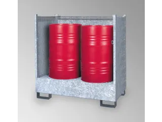 Opvangbak 2x 200l Opvangvol. 220l 1400x1410x810mm 3 Wanden Stapelbaar - 1