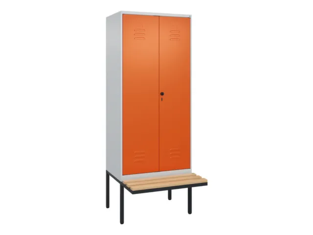 PBM-locker met bank,HxBxD 2120x800x815mm,2vak,vak B 400mm,draaigrendel