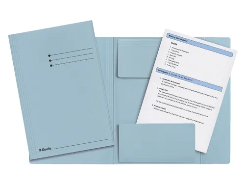 Dossiermap Esselte folio 3 kleppen manilla 275gr blauw