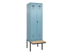 PBM-locker met bank,HxBxD 2120x600x815mm,2vak,vak B 300mm,draaigrendel