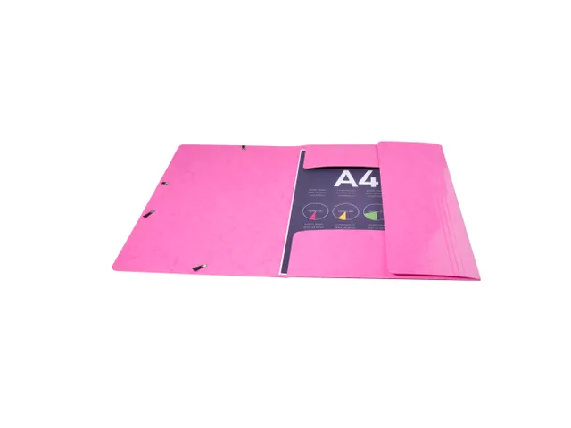 Exacompta Iderama Elastomap A4 3 Kleppen Rugetiket Roze karton